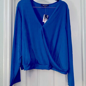 Miss Lili Blue Wrap Blouse